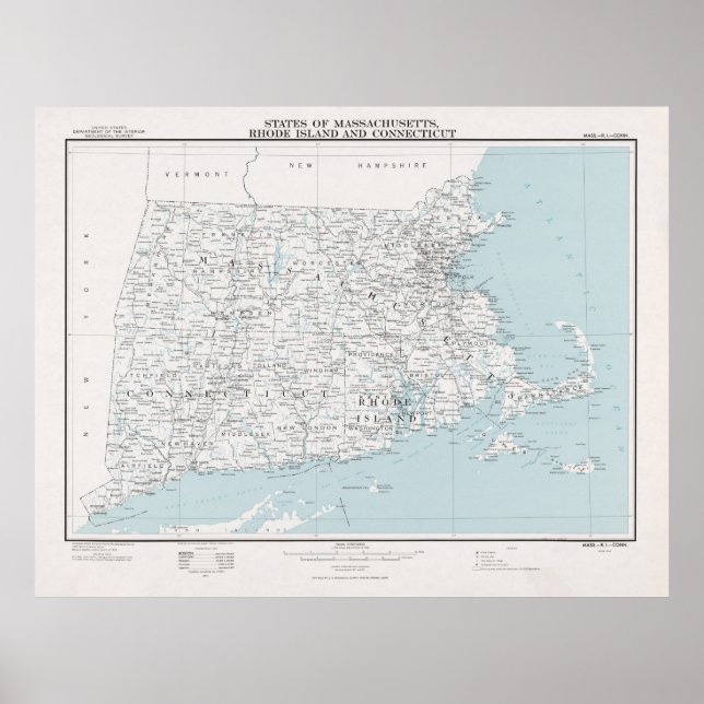New England States Map (1975)  Poster (Front)