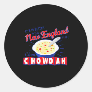 New England Style Clam Chowder Classic Round Sticker