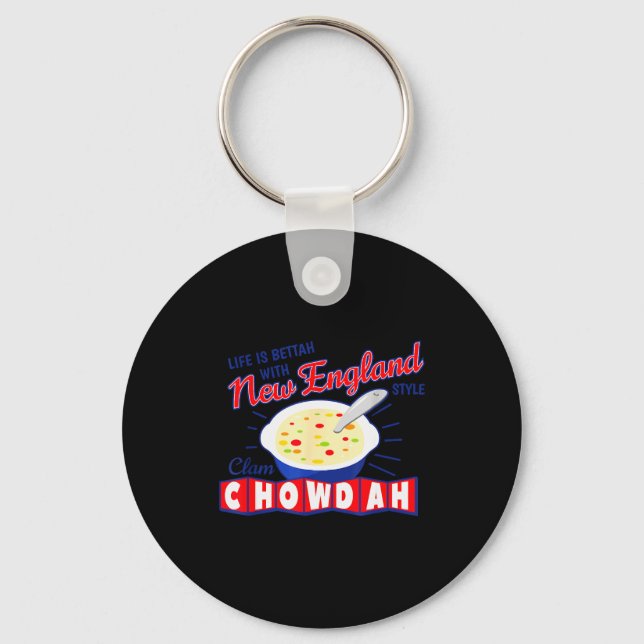 New England Style Clam Chowder  Key Ring (Front)