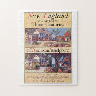 New England Vintage Travel Poster Artwork Jigsaw Puzzle