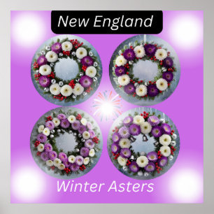 New England Winter Asters Wreath Wall Art