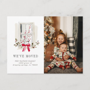 New Family Home Red Moving Announcement Postcard