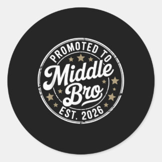 New Family Member - Promoted To Middle Brother Est Classic Round Sticker