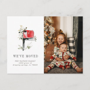 New Family Post Box Red Moving Announcement Postcard