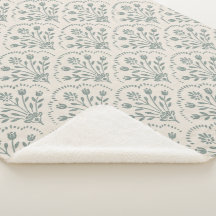 New Farmhouse Sage Green Floral Scallop Pattern