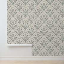 New Farmhouse Sage Green Floral Scallop