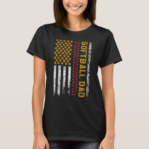 New First Time Dad Softball Dad American Flag Fath T-Shirt