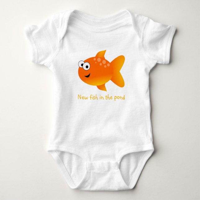 New Fish In The Pond Goldfish Baby Bodysuit (Front)
