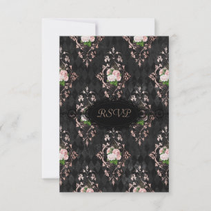 New flOral black lace ENGAGEMENT PARTY RSVP Invitation