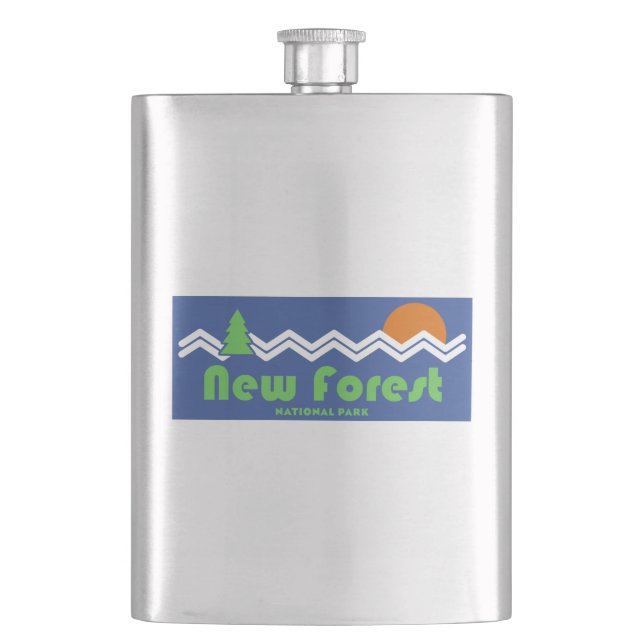 New Forest National Park Retro Hip Flask (Front)