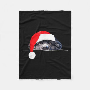 New Foundland Dog Lover Funny Santa Hat Christmas  Fleece Blanket