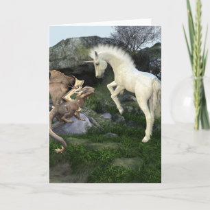 New Friends Baby Dragon and Unicorn Foal Fantasy Card