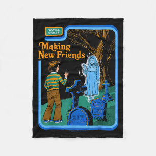 New Friends Ghost Sarcastic Retro Vintage Funny Ad Fleece Blanket