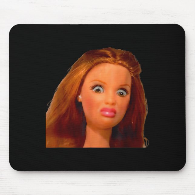 New funny distressed doll face meme  mouse pad (Front)