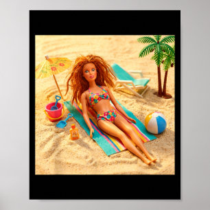 New Funny Distressed Female Doll Meme Sunbathing Poster