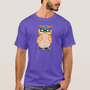 New Funny Hipster Owl Men's Purple T-shirt Gift