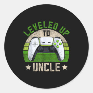 New Gamer Uncle Apparel, Funny Pregnancy Announcem Classic Round Sticker