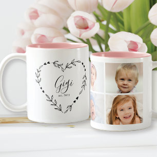 New Gigi Year Est. Four Photo Collage Two-Tone Coffee Mug