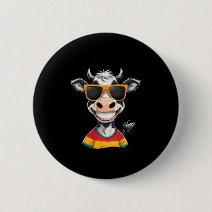 New Glarus Wi Usa Funny Cow Cartoon Design  6 Cm Round Badge