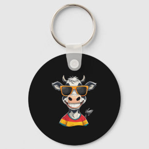 New Glarus Wi Usa Funny Cow Cartoon Design  Key Ring
