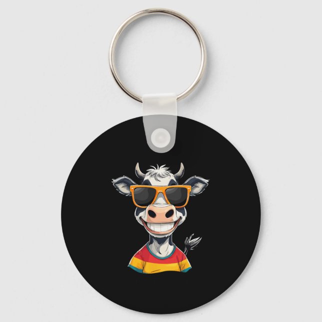 New Glarus Wi Usa Funny Cow Cartoon Design  Key Ring (Front)