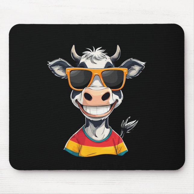 New Glarus Wi Usa Funny Cow Cartoon Design  Mouse Pad (Front)