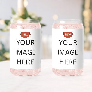 NEW! Glass - Can Shape - 16 oz - Set of 2