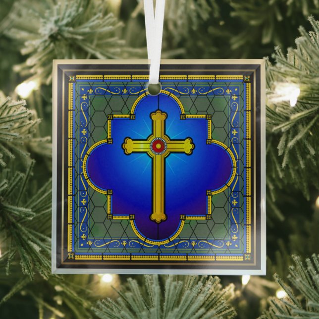 NEW Glass Cross Tree Decoration (Insitu)