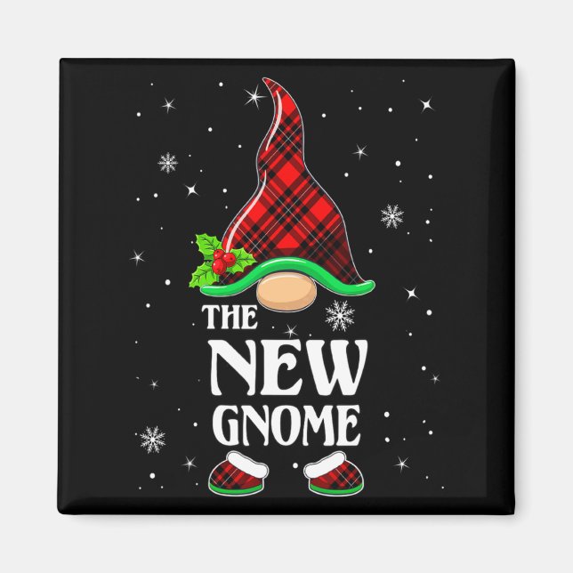 New Gnome Red Plaid Matching Family Christmas Paja Magnet (Front)