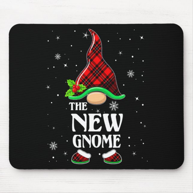 New Gnome Red Plaid Matching Family Christmas Paja Mouse Pad (Front)