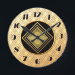 New Gold and Black Art Deco Style Round Clock<br><div class="desc">Yet another new art deco style clock that I have created for my store. I just love making these. This clock would look fabulous on a wall in your home. It is elegant and is sure to be noticed. In gold and black it definitely makes a statement. This clock comes...</div>