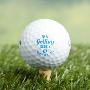 New Golfing Buddy, Custom Baby Boy Announcement Golf Balls