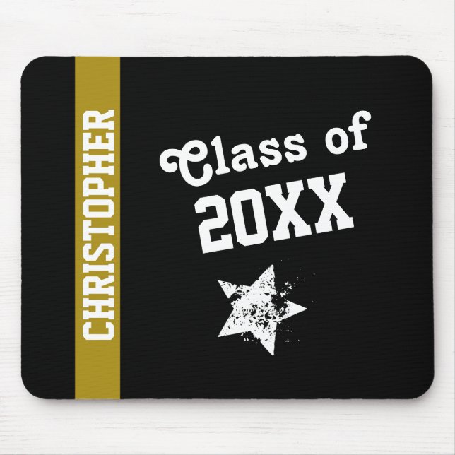 NEW GRAD Class of ANY YEAR Gold Stripe G19 Mouse Pad (Front)