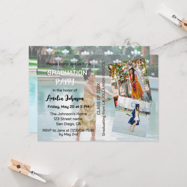 New Graduation Party Invite with Photo (Front/Back In Situ)