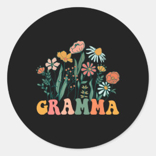 New Gramma Wildflower First Birthday & Baby Sh Classic Round Sticker