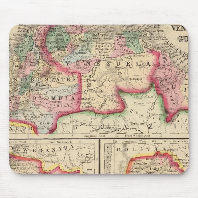 New Granada, Venezuela, Guiana Map by Mitchell Mouse Pad (Front)