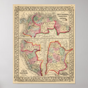 New Granada, Venezuela, Guiana Map by Mitchell Poster