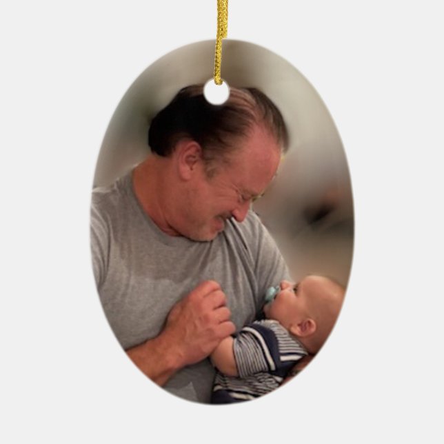 New Grandfather Double Sided Porcelain Holiday Ceramic Tree Decoration (Front)