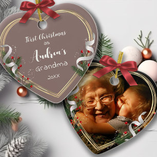 New Grandma 1st Christmas Gold Frame Photo  Ceramic Tree Decoration