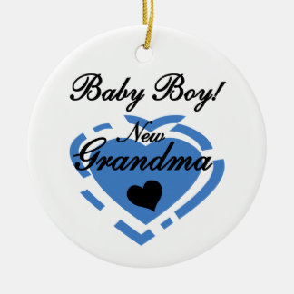 New Grandma Baby Boy Blue Heart Gifts Ceramic Tree Decoration