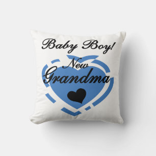 New Grandma Baby Boy Blue Heart Gifts Cushion