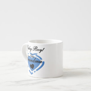 New Grandma Baby Boy Blue Heart Gifts Espresso Cup