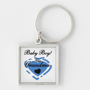 New Grandma Baby Boy Blue Heart Gifts Key Ring
