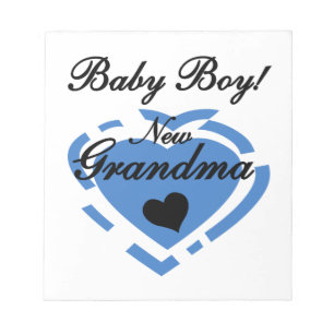 New Grandma Baby Boy Blue Heart Gifts Notepad