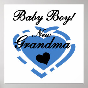 New Grandma Baby Boy Blue Heart Gifts Poster