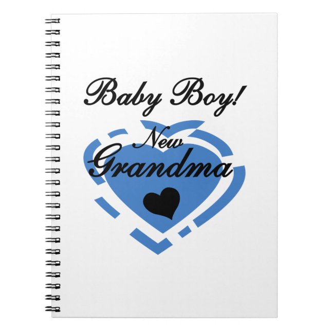 New Grandma Baby Boy Blue Heart Gifts Spiral Notebook (Front)