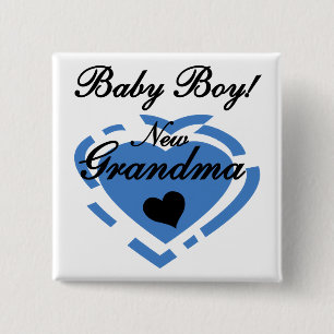 New Grandma Baby Boy Tshirts and Gifts 15 Cm Square Badge