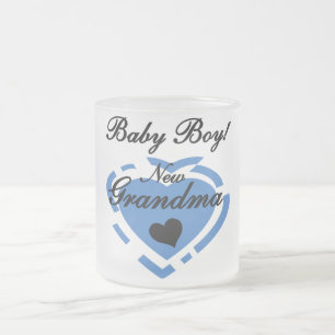 New Grandma Baby Boy Tshirts and Gifts Frosted Glass Coffee Mug