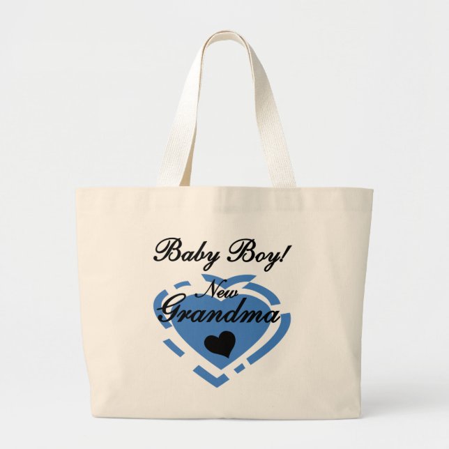 New Grandma Baby Boy Tshirts and Gifts Large Tote Bag (Front)