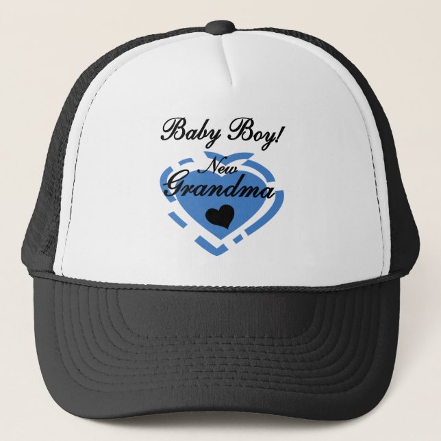 New Grandma Baby Boy Tshirts and Gifts Trucker Hat (Front)
